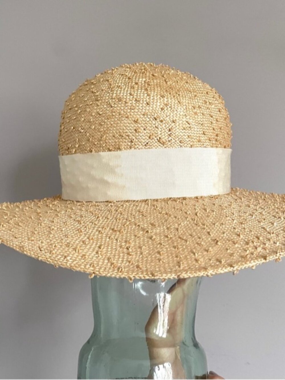 Vintage Straw Boater Hat w/ Flowers - made by Vicki Sather 🇨🇦 - Picture 9 of 10